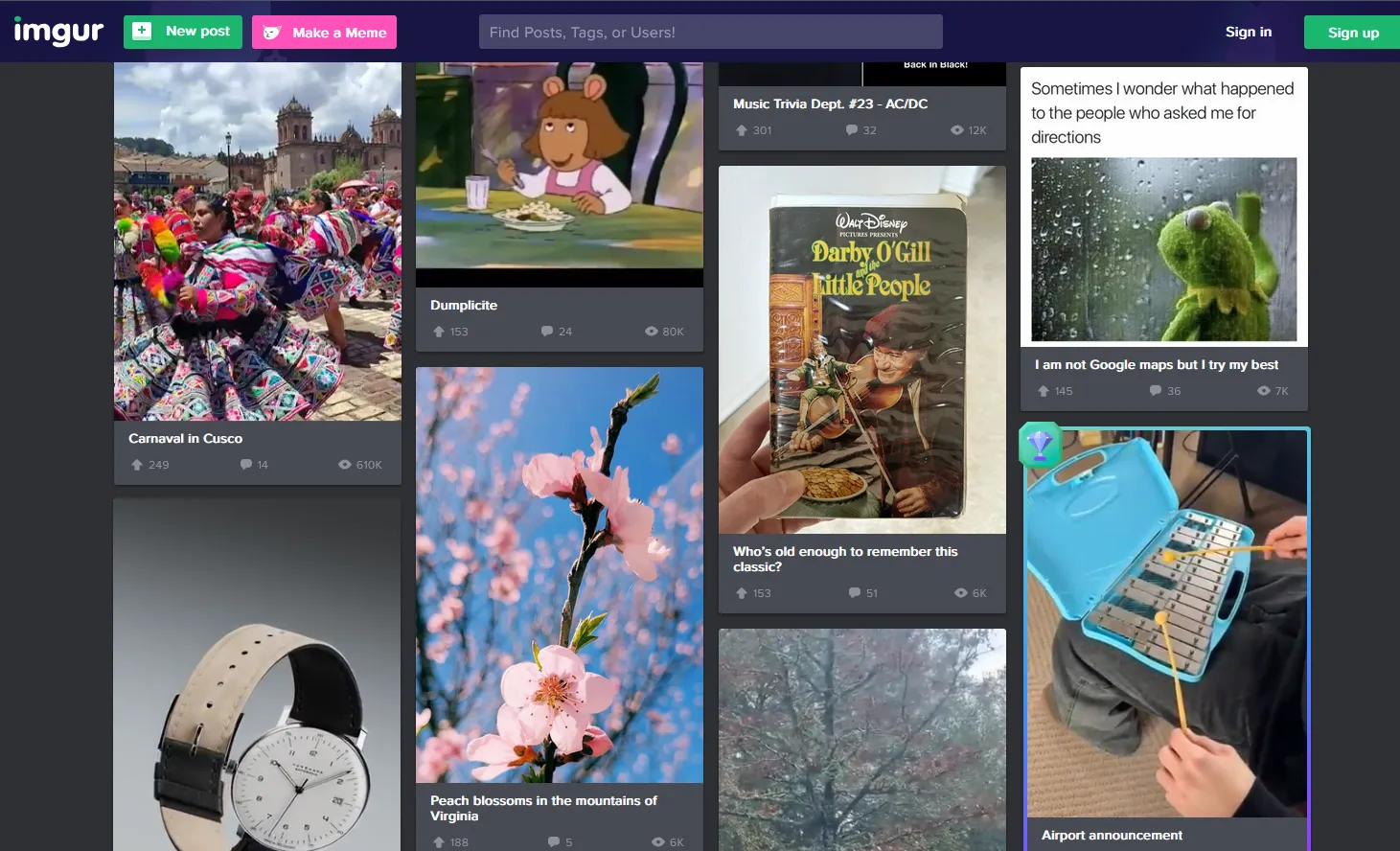 An assortment of images on Imgur