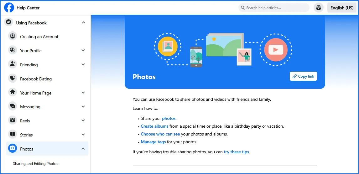 Image describing how Facebook photos work