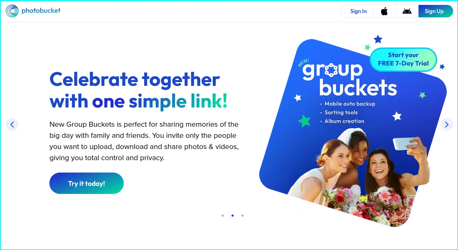 Front page of Photobucket site