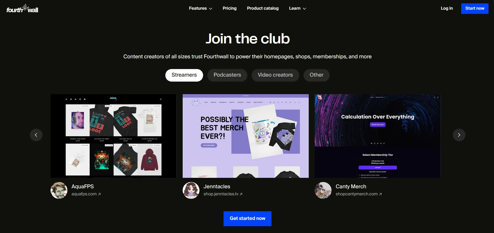 Fourthwall page welcoming in content creators