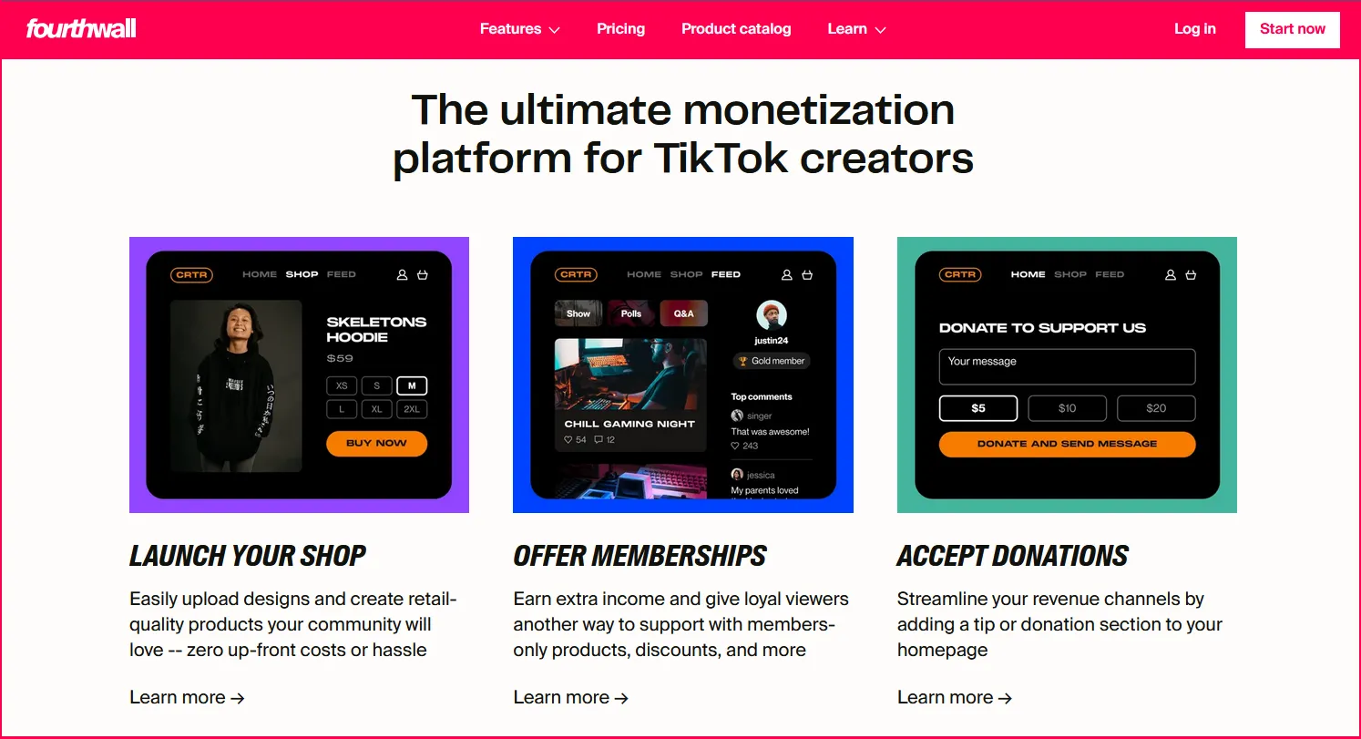 Fourthwall's TikTok creators page