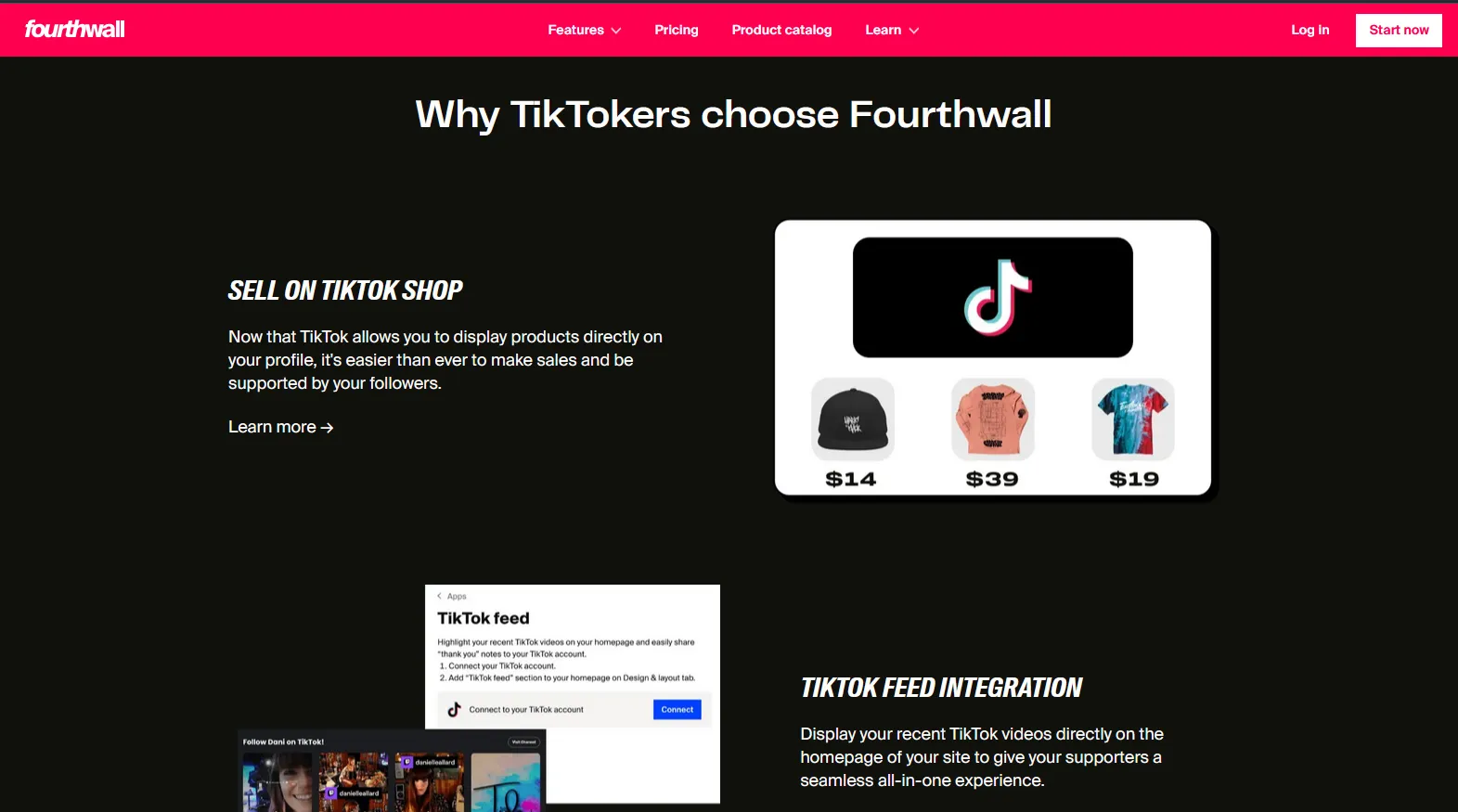 Fourthwall page showing why TikTokers choose Fourthwall