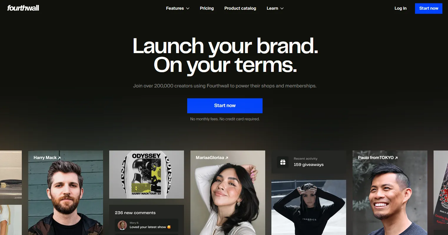 Fourthwall launch page