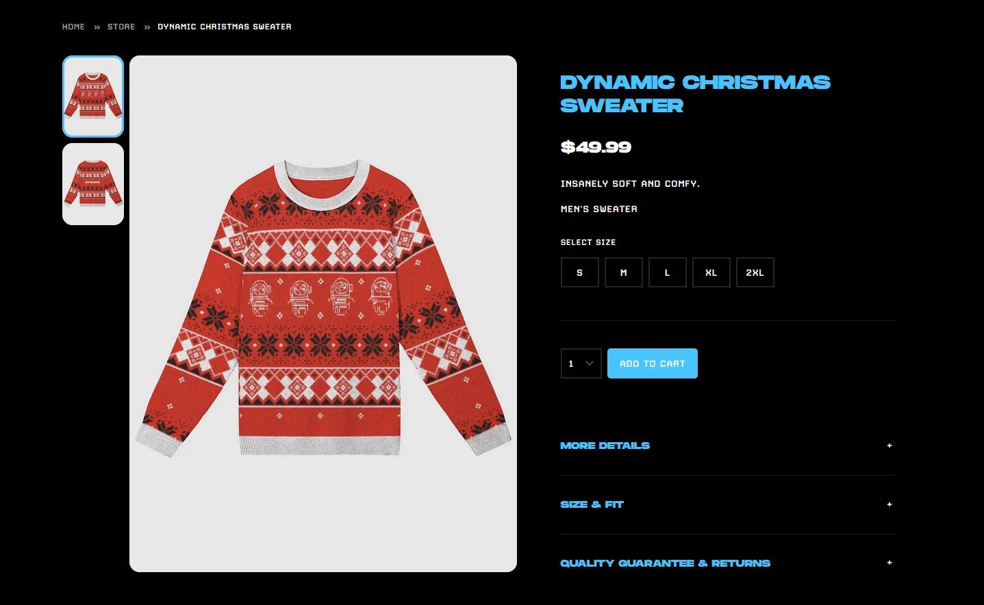 Dynamic's holiday sweater on Fourthwall