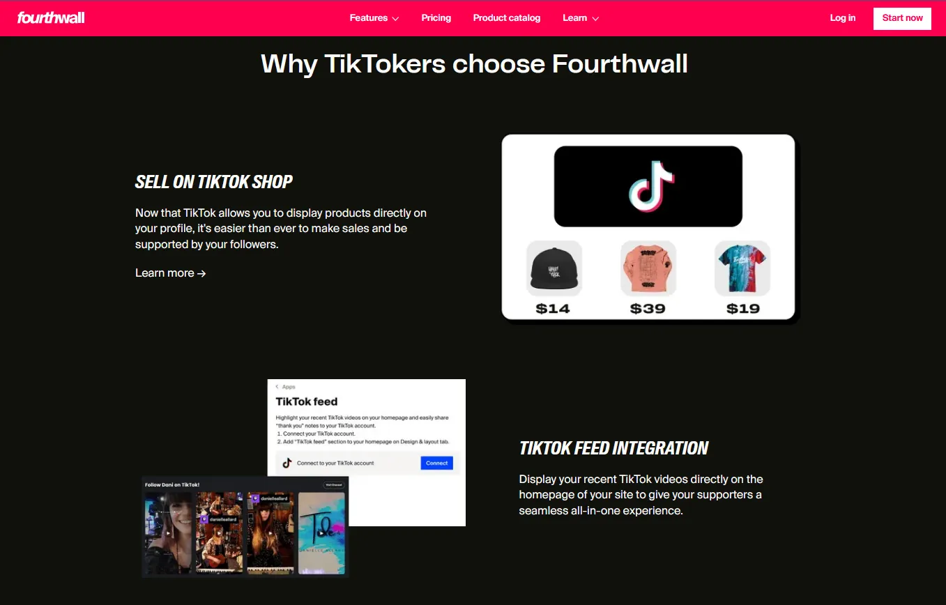 Fourthwall's TikTok intro page