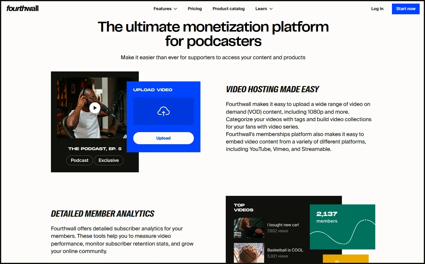 Fourthwall podcaster webpage