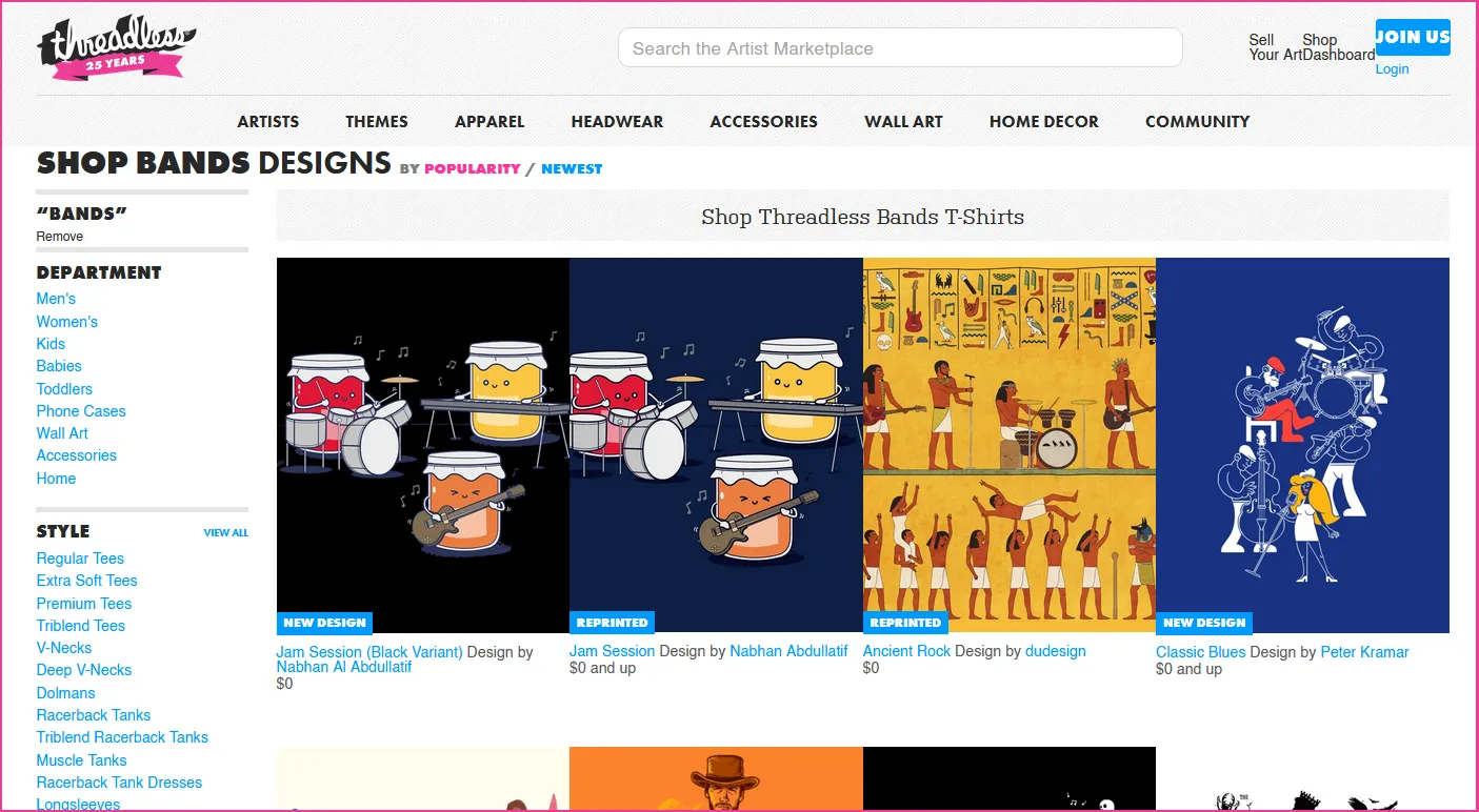 Threadless web page