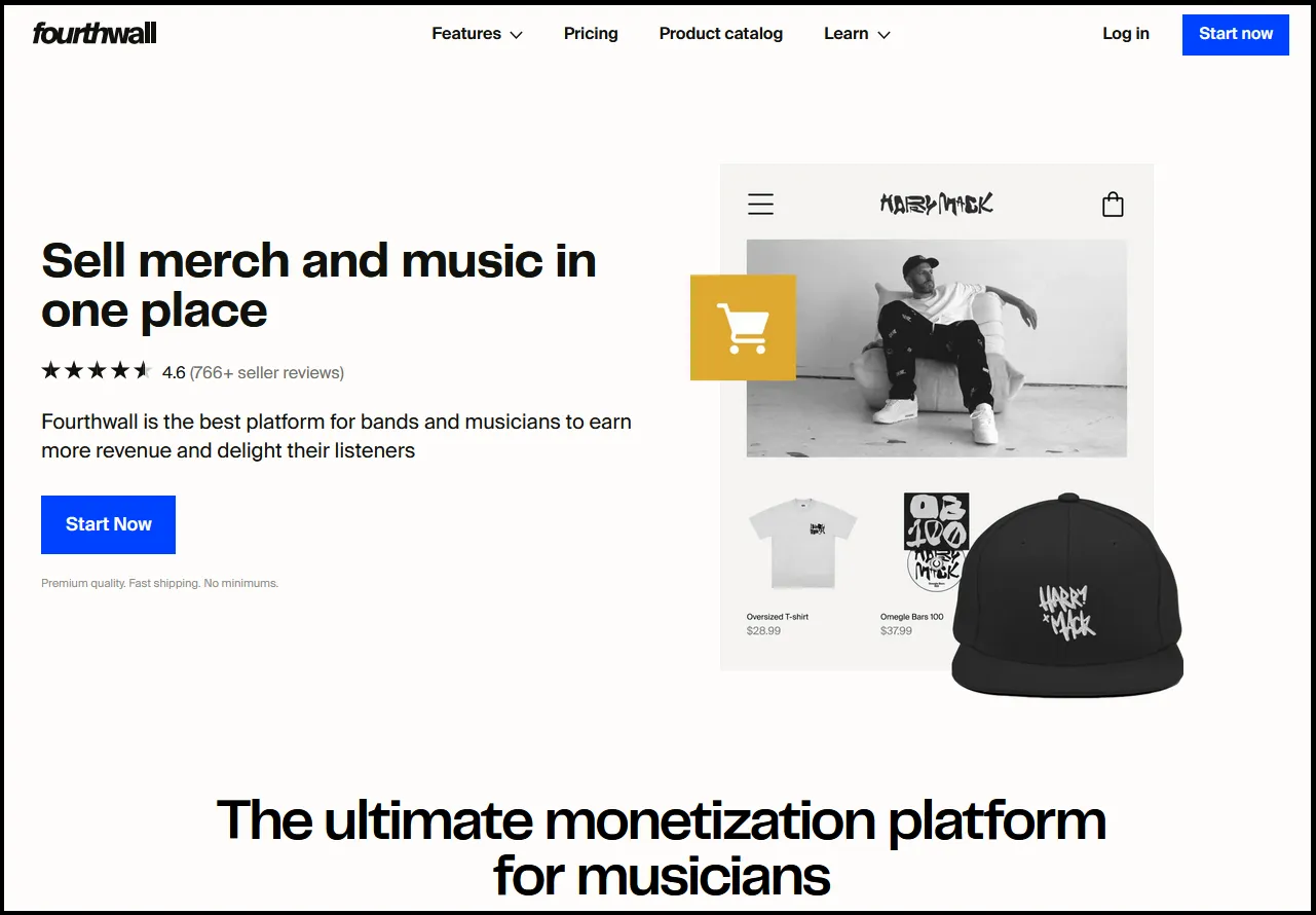 Fourthwall music merch page