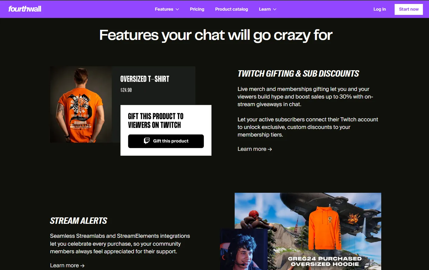 Fourthwall's Twitch merch page