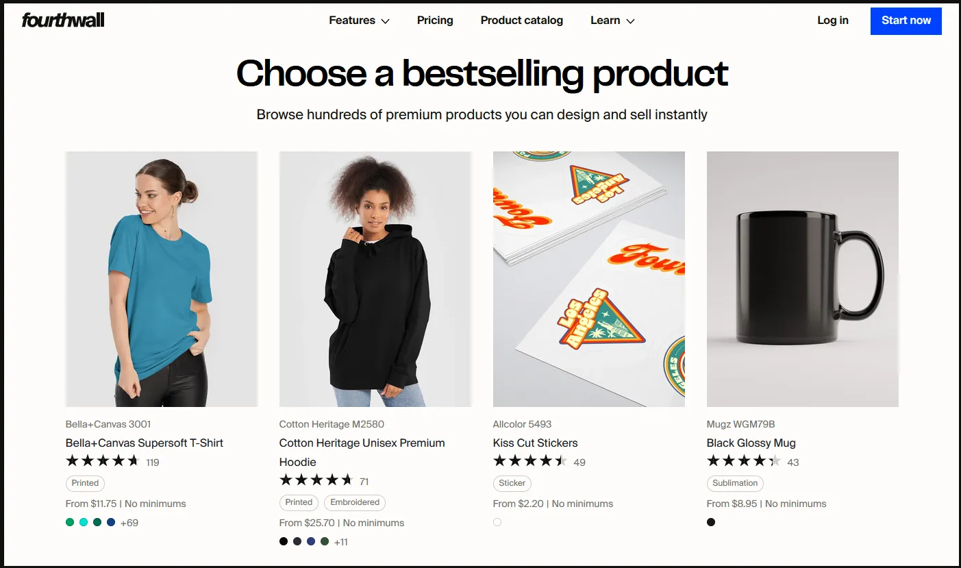 Fourthwall best selling products page