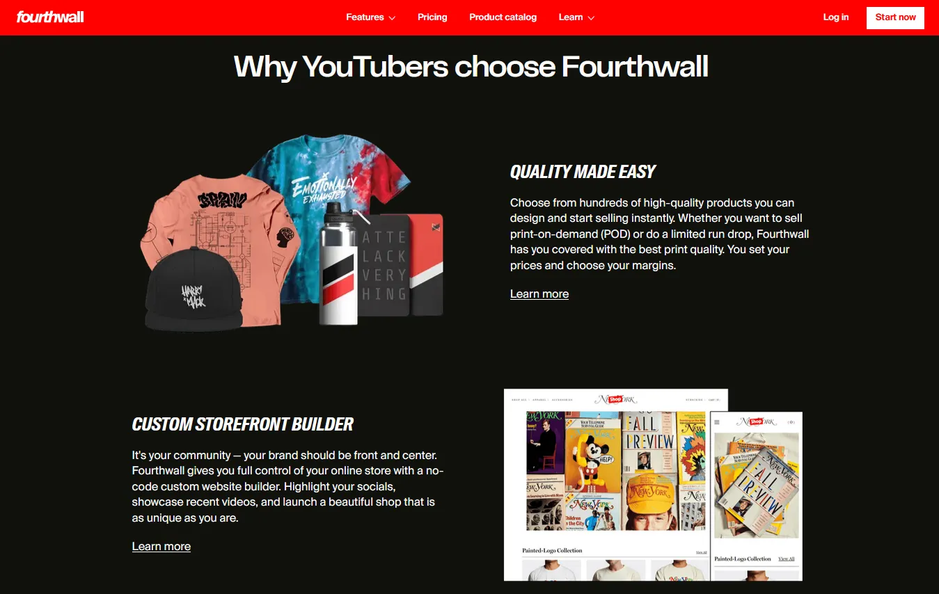 Fourthwall's YouTuber page