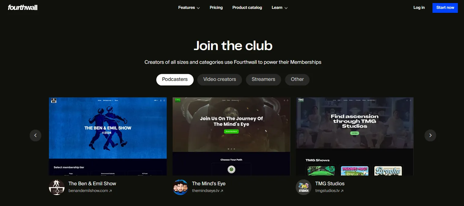Fourthwall join the club memberships page