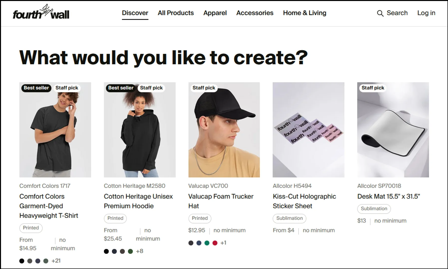Fourthwall product creation page