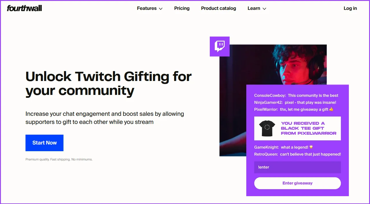 Fourthwall Twitch Gifting page