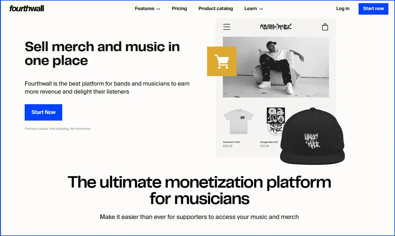 Fourthwall band merch page