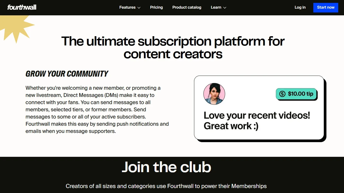 Fourthwall subscriptions page