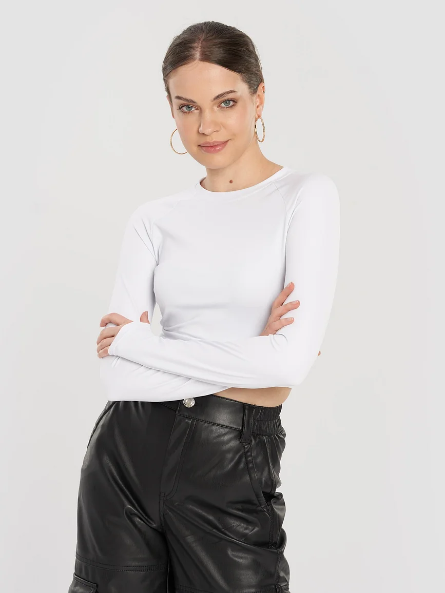 All-Over Print Recycled Long Sleeve Crop Top