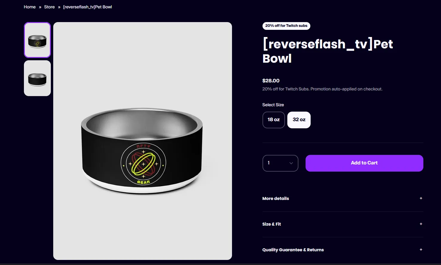 Screenshot of streamer ReverseFlash_TV's custom pet bowl