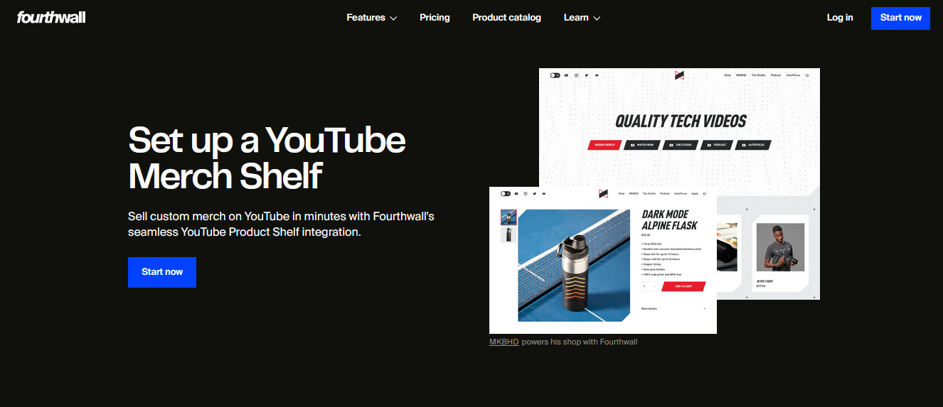 Fourthwall screenshot of setting up a YouTube merch shelf