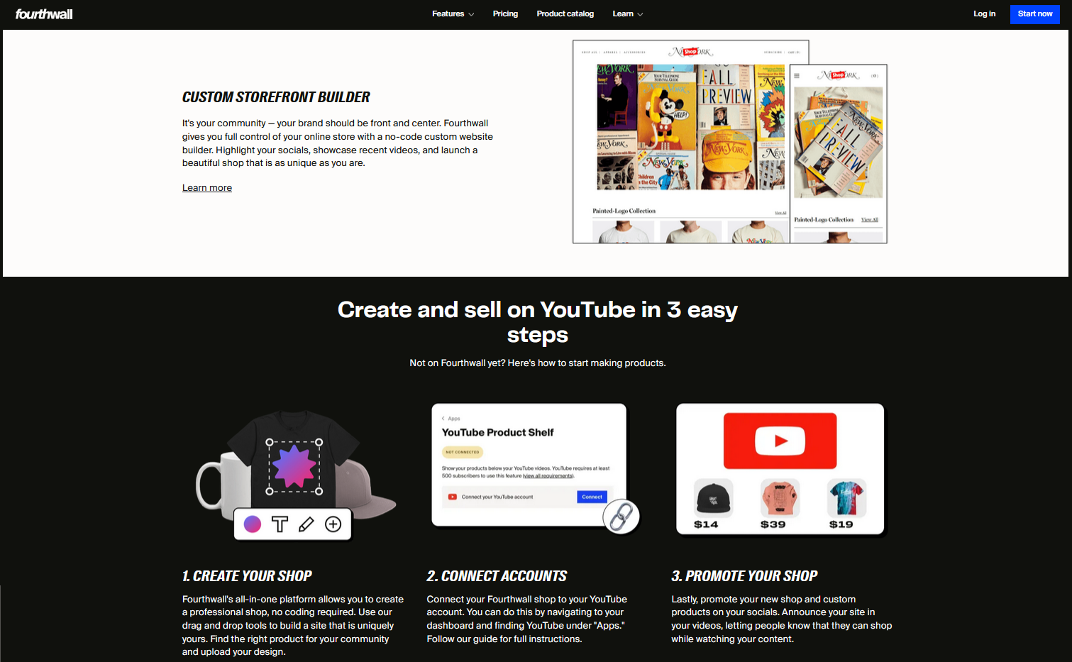 Fourthwall screenshot showing how creators can sell on YouTube