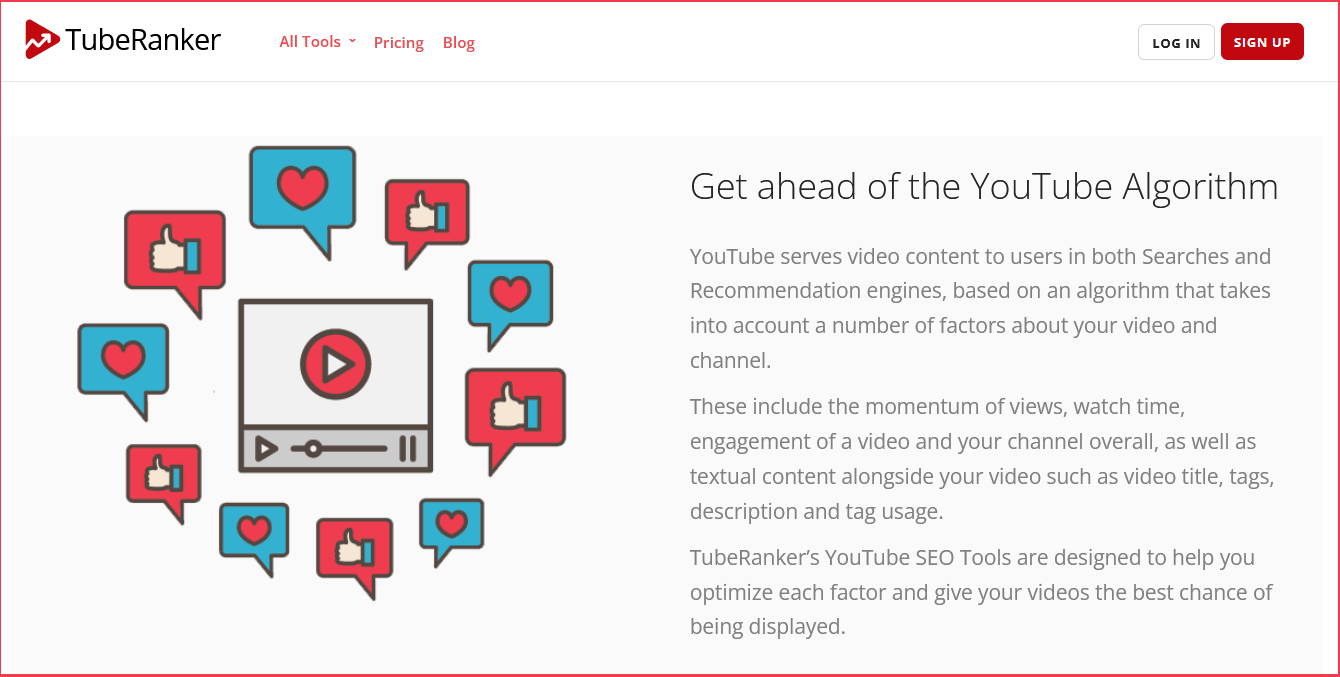 Screenshot of TubeRanker website