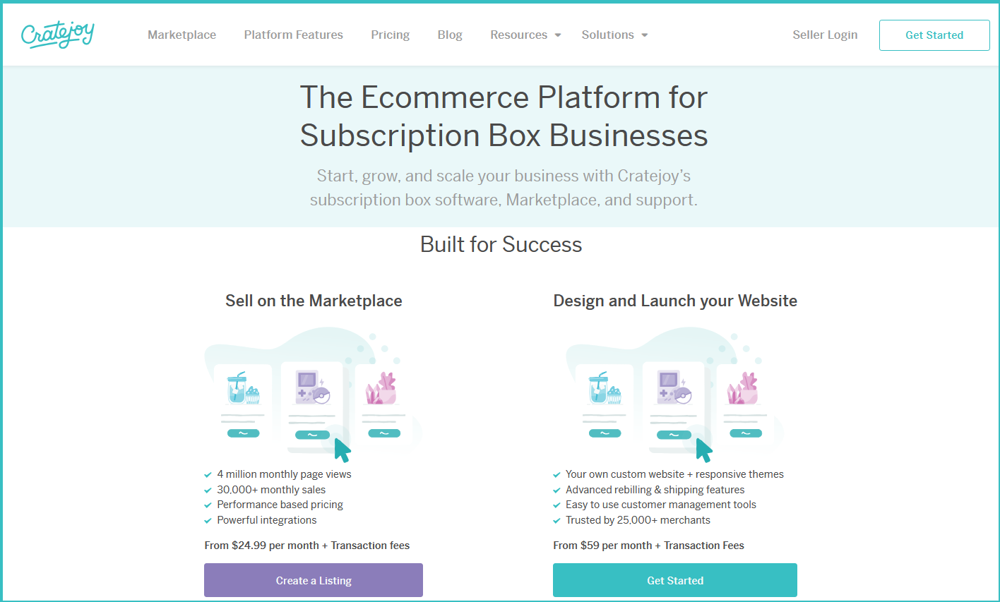 Cratejoy website front page