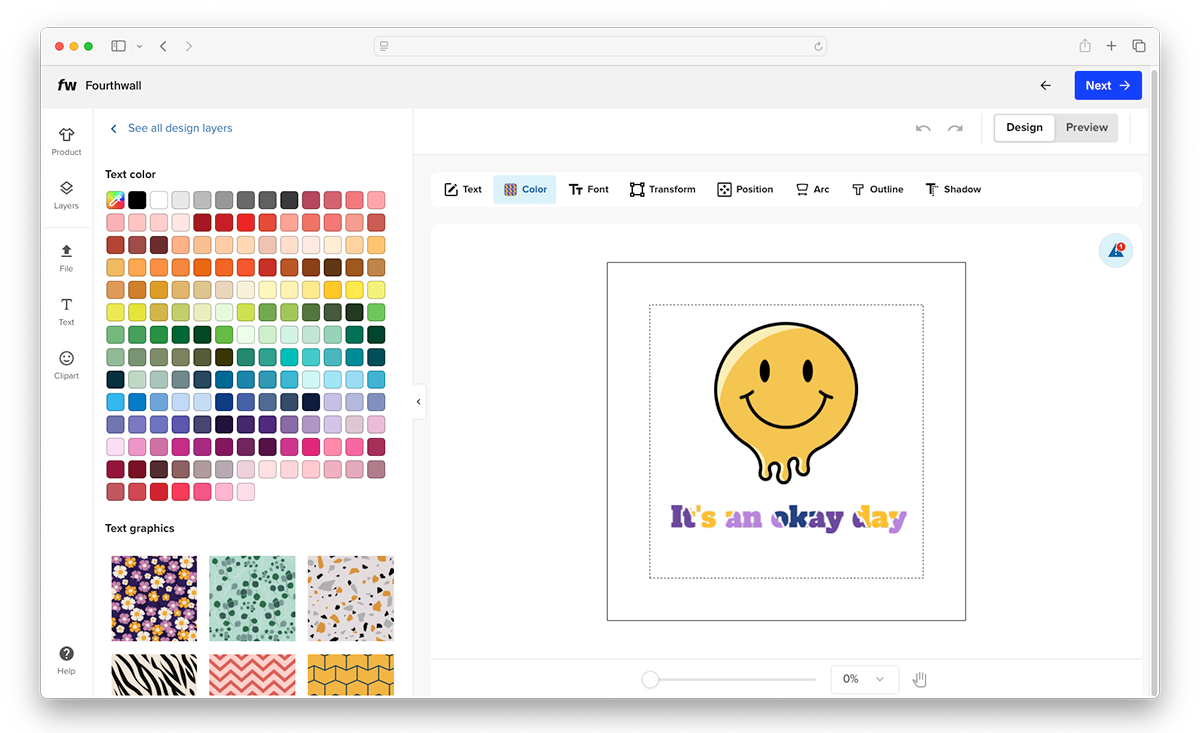 Fourthwall design editor for stickers