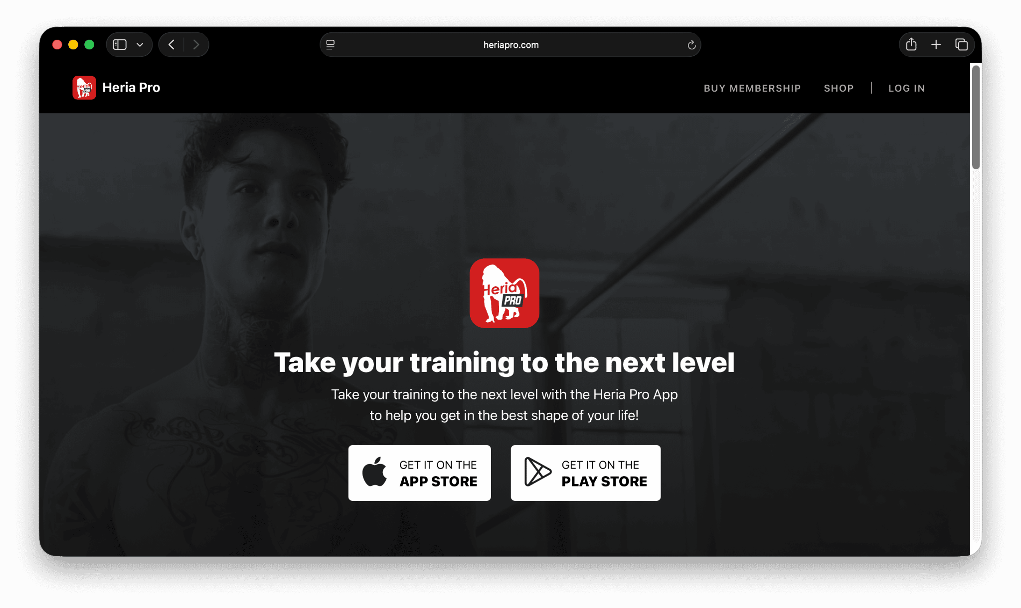 Screenshot of the Heria Pro official website.