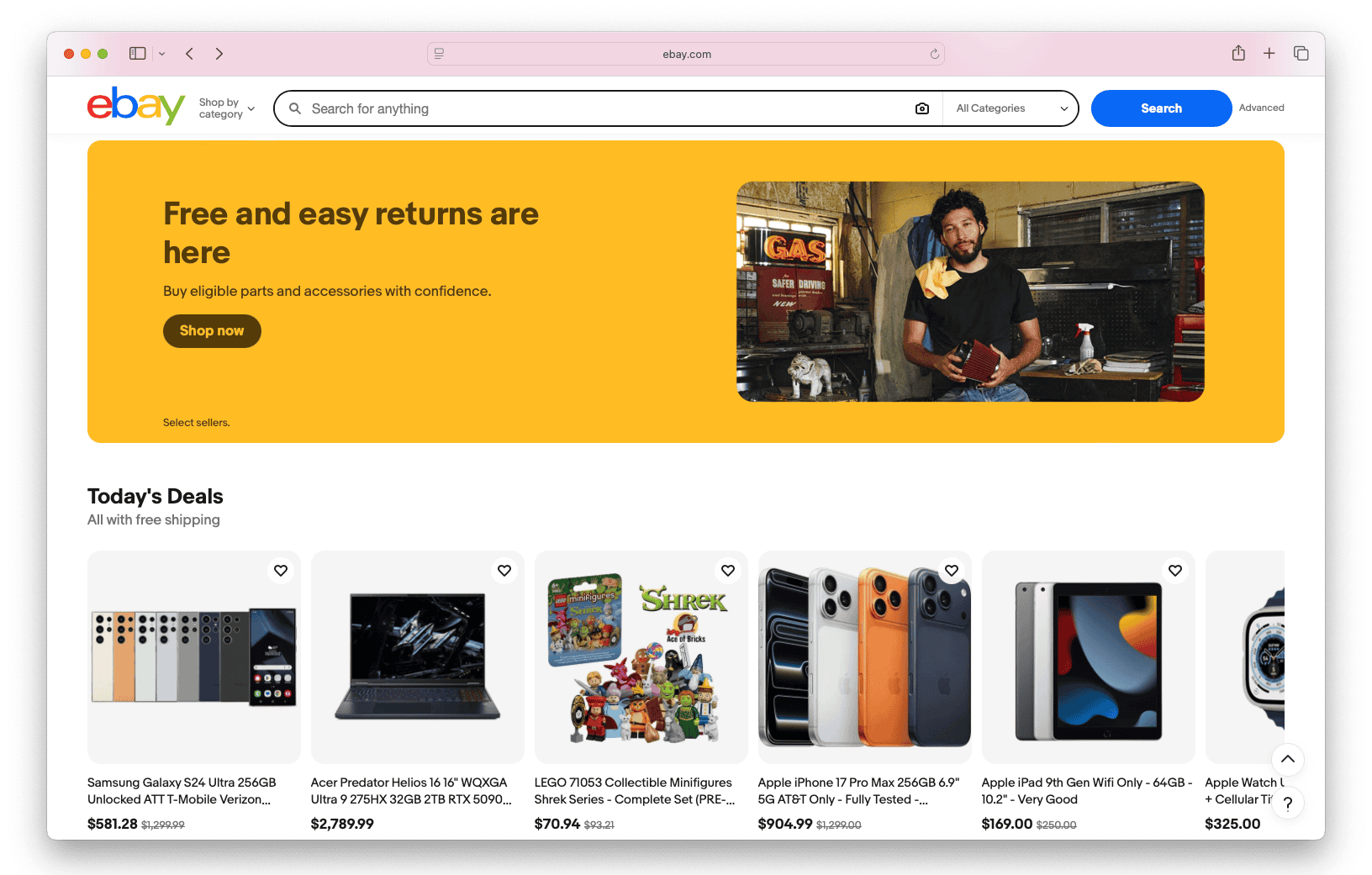 eBay homepage: online marketplace deals on phones, laptops, electronics, buy and sell online