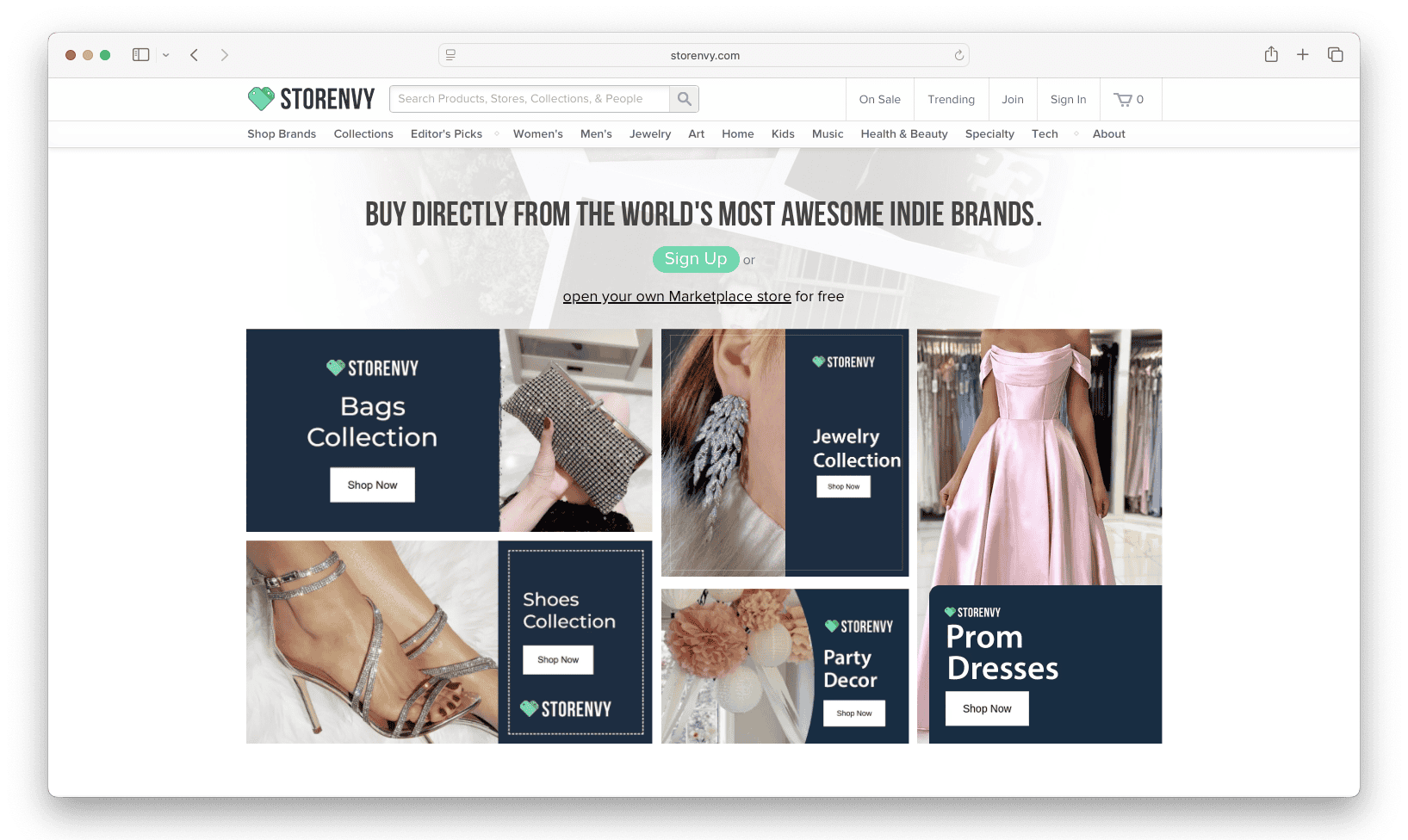 Storenvy homepage: indie brand marketplace, open free online store, shop bags and jewelry