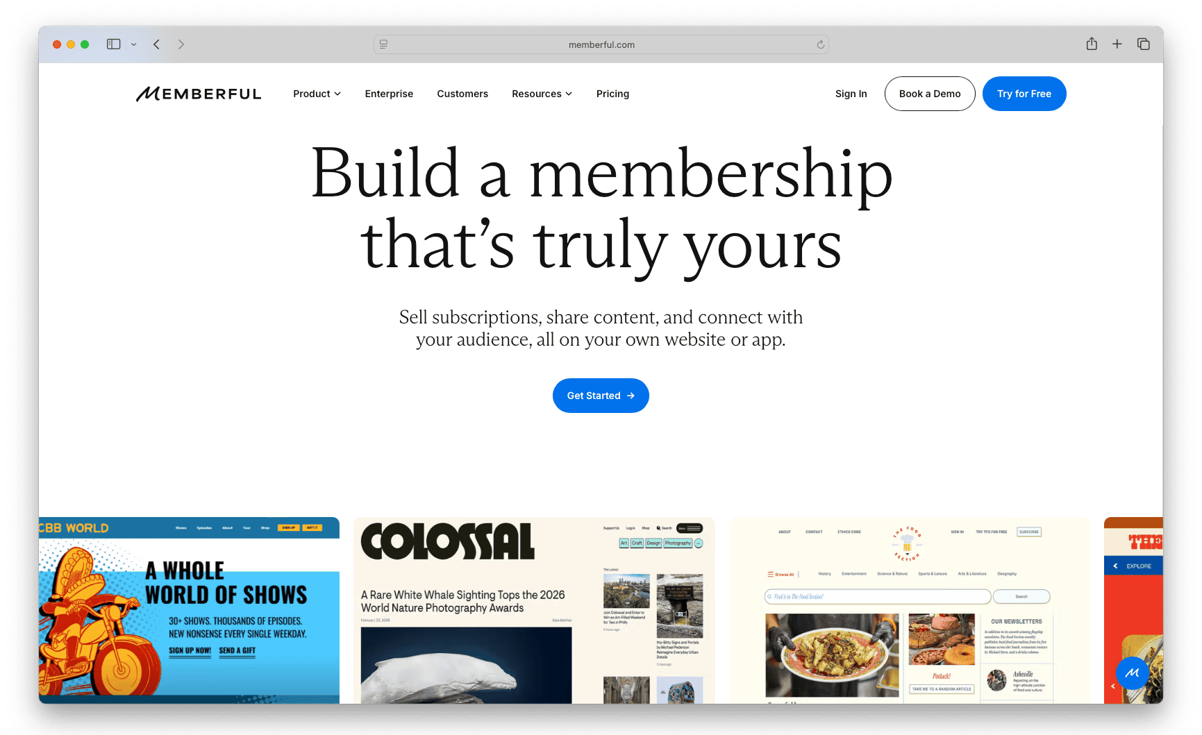 Memberful homepage: membership platform to sell subscriptions and paid content on your site
