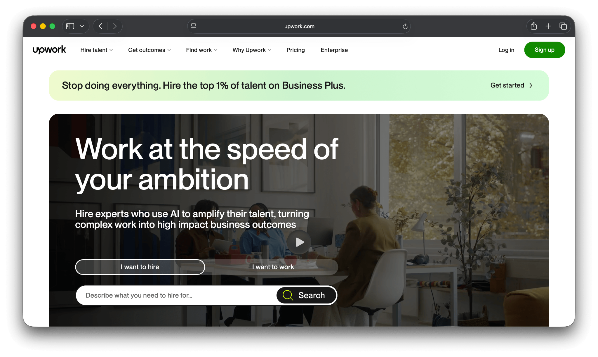 Screenshot of the Upwork website.