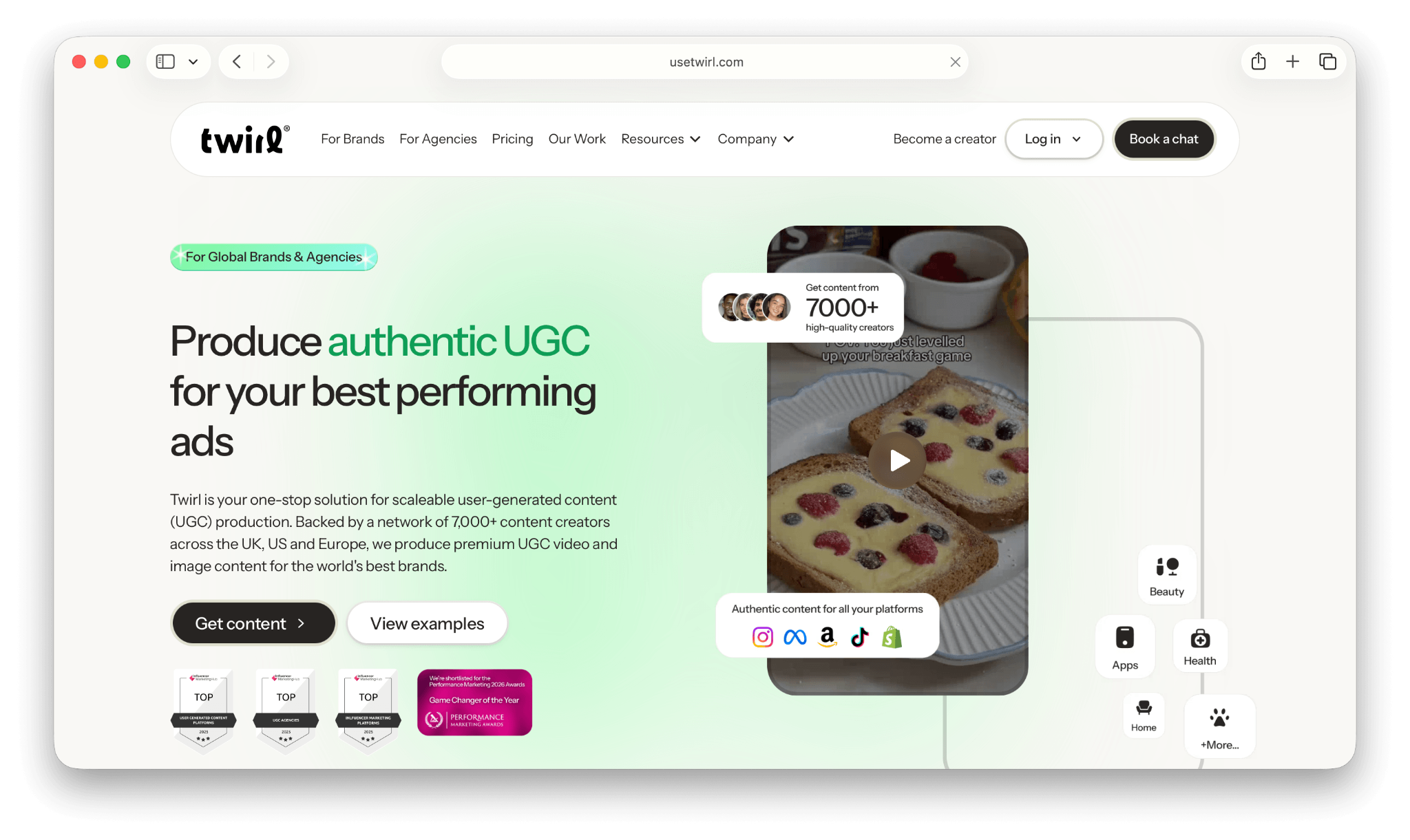Screenshot of the Twirl website.