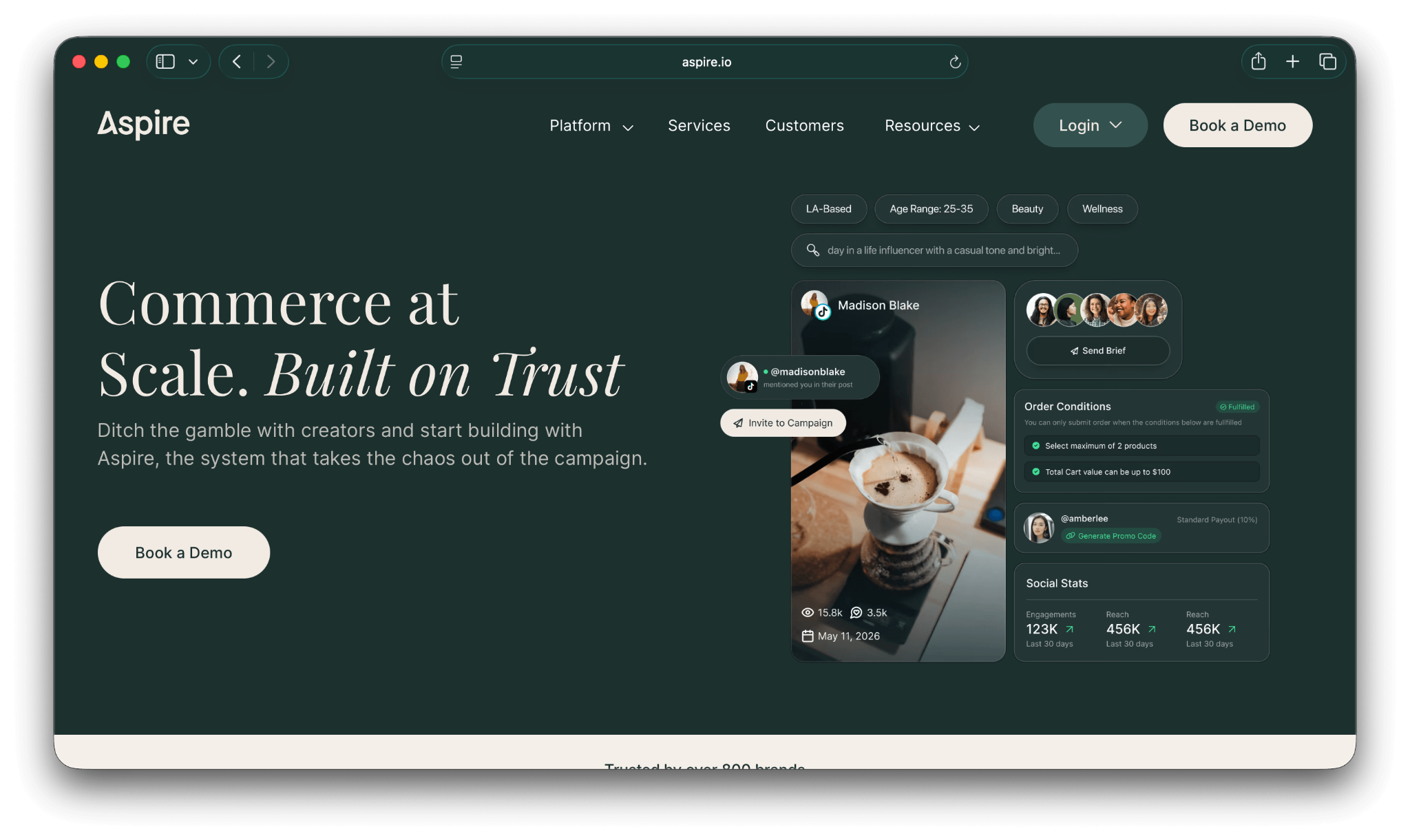 Screenshot of the Aspire website.
