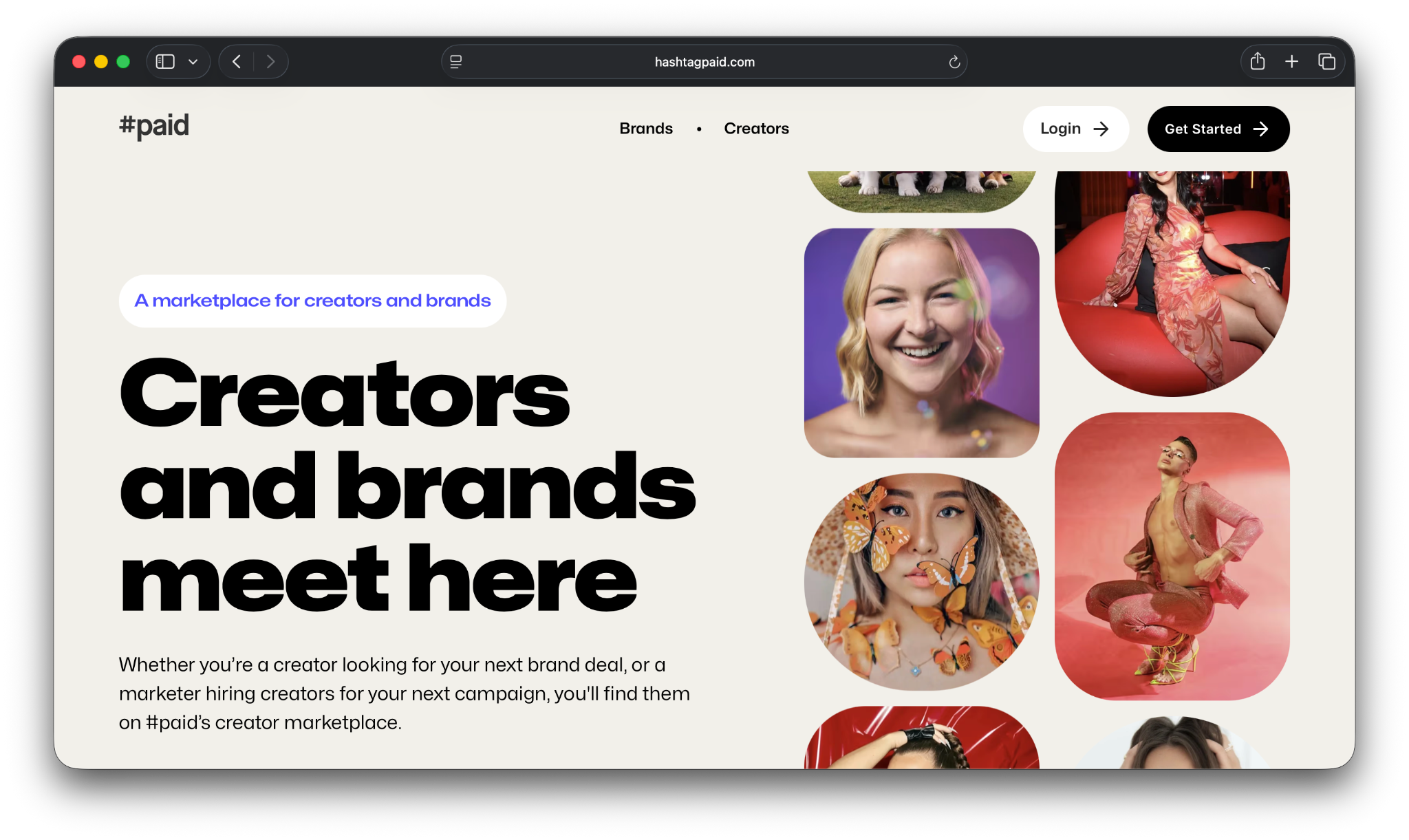 Screenshot of the #paid website.