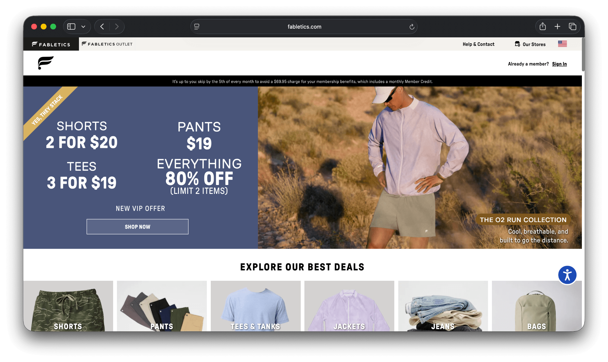 Screenshot of Kevin Hart’s Fabletics Men store.